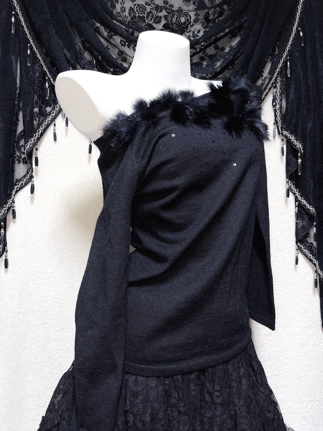 로맨틱고딕 고스펑크 갸루 로걀 래빗퍼트리밍 니트 오리엔탈 핀터 다크페어리 상품이미지5