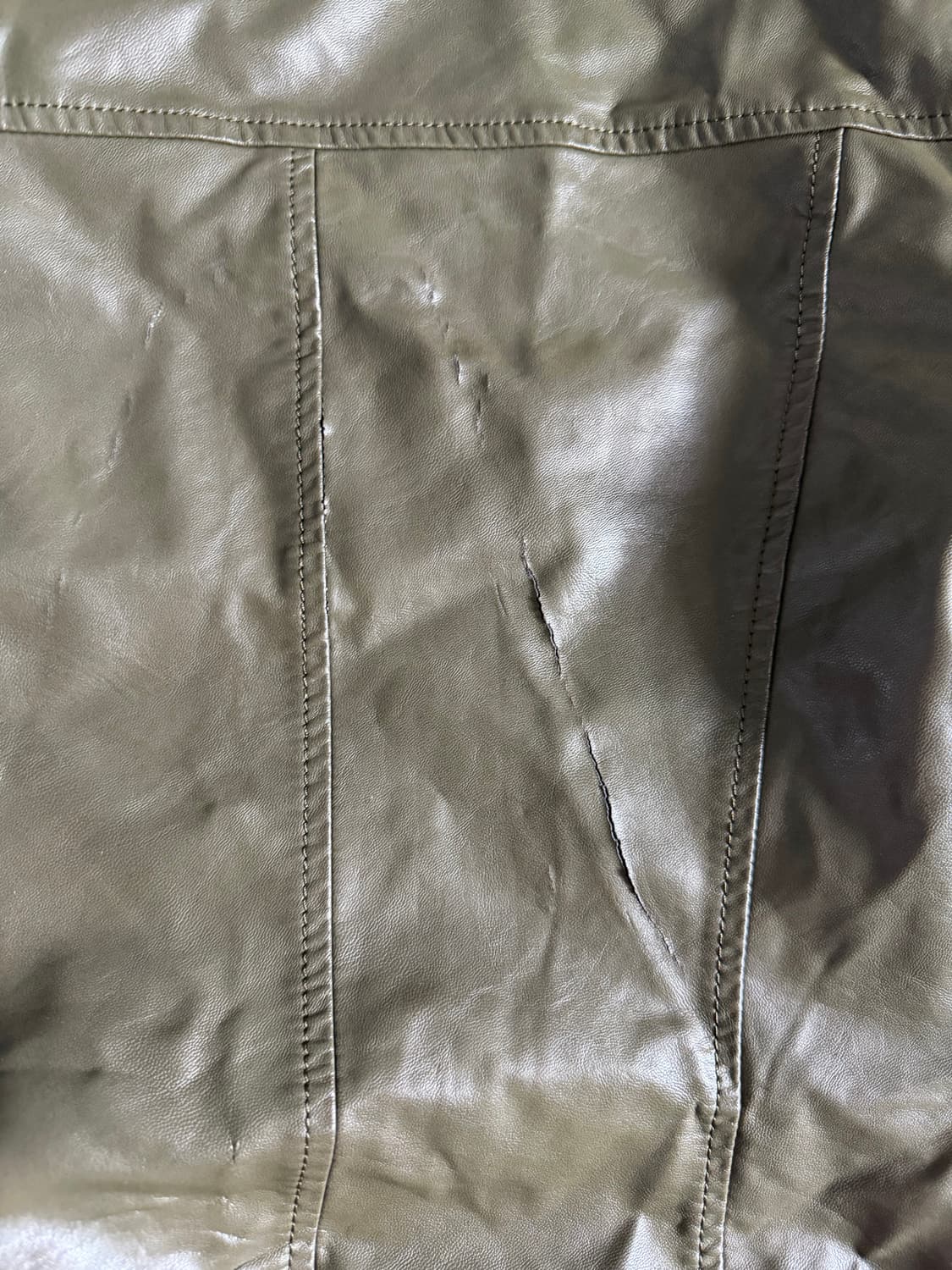 빈티지 카키 레더자켓 상품이미지3