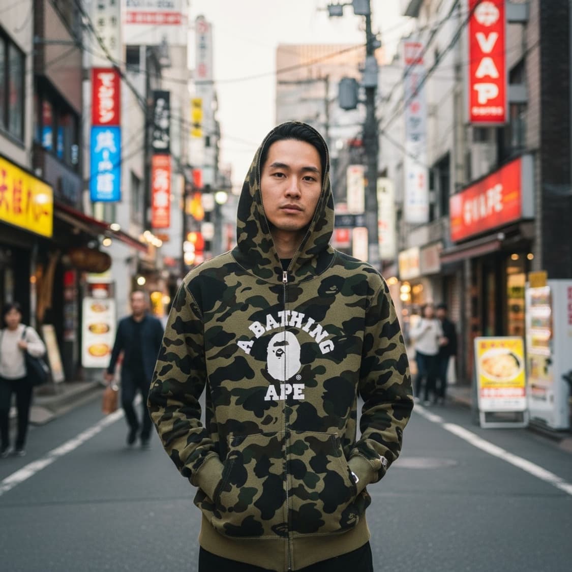 XL/ 베이프 컬리지 녹계 카모 후드집업 상품이미지2