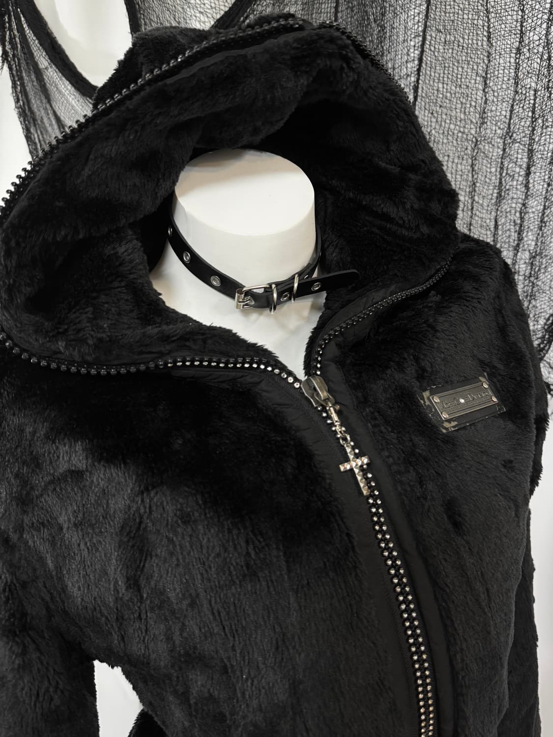 fur cubin cross hood jacket 상품이미지5