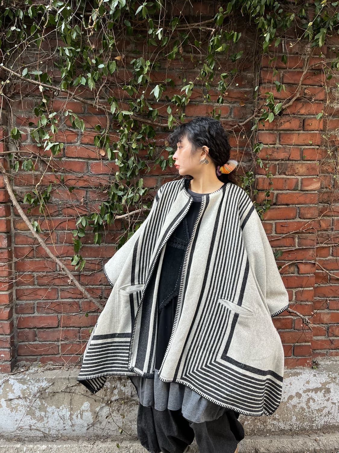 일본 무드 리버시블 케이프 카디건 상품이미지2