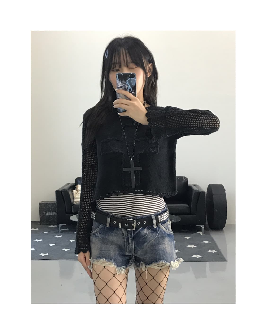 Moda Acrylic Y2k Cross Sweaters 상품이미지1