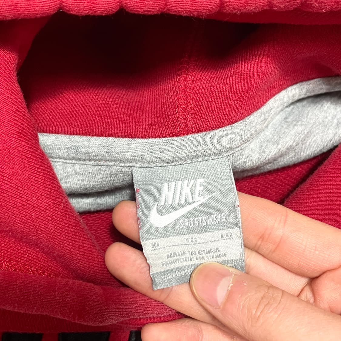 나이키 빅로고 레드 후드티셔츠 남성XL 상품이미지4