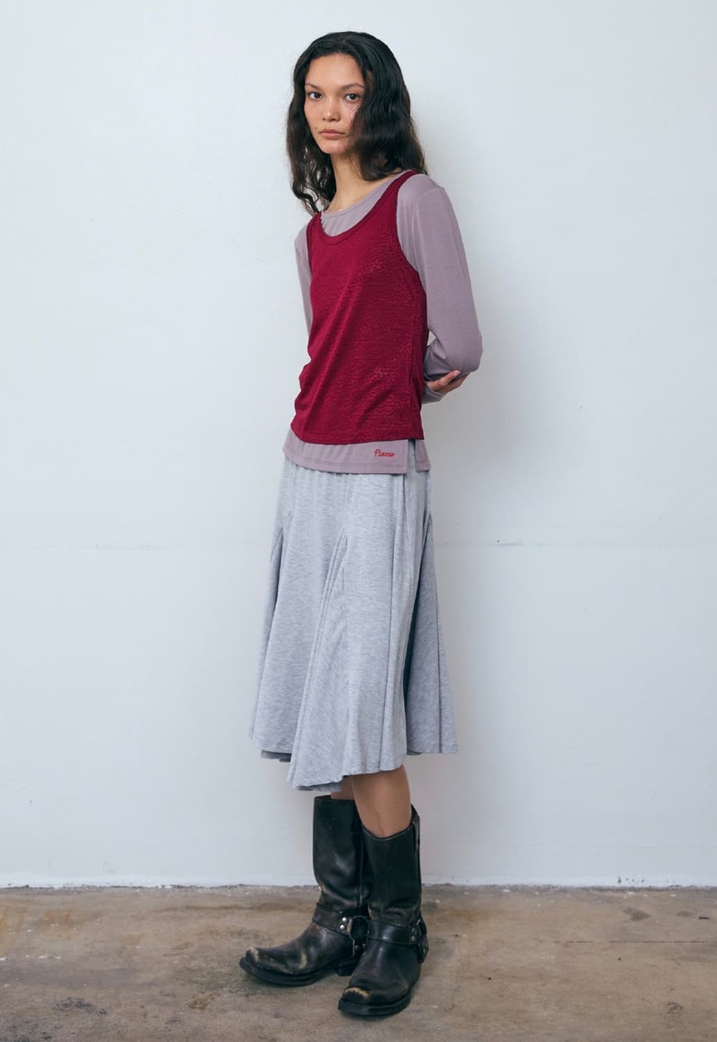 파이시스 플레어 패널 미디 스커트 새상품 상품이미지3