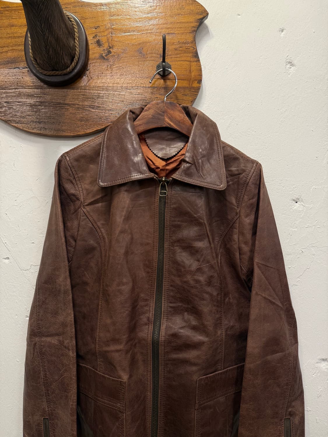 55) Brown Sheep Leather Zip-Up Jacket 상품이미지1