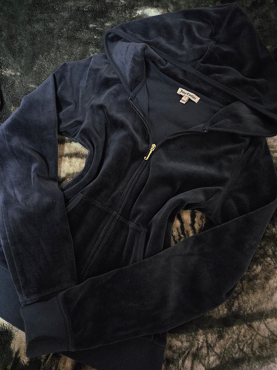 쥬시꾸뛰르 네이비 골드 레터링 후드집업 S 상품이미지1