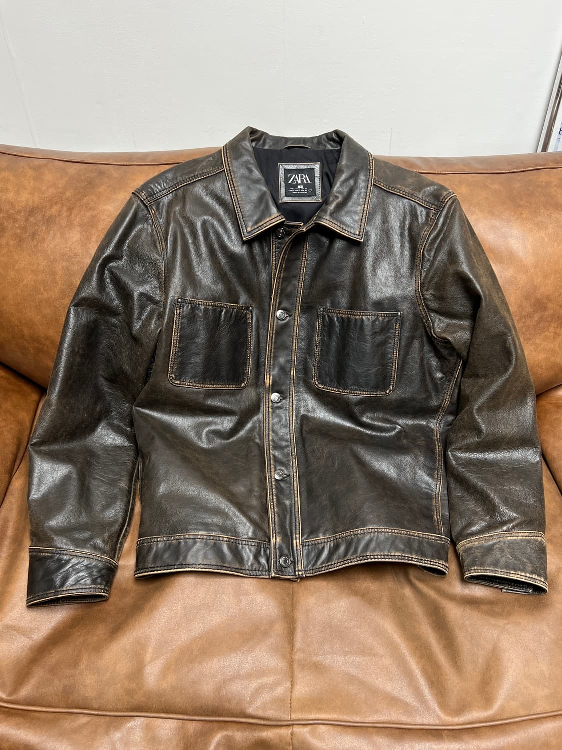 [L-XL] ZARA 버팔로 리얼레더 가죽자켓 상품이미지1