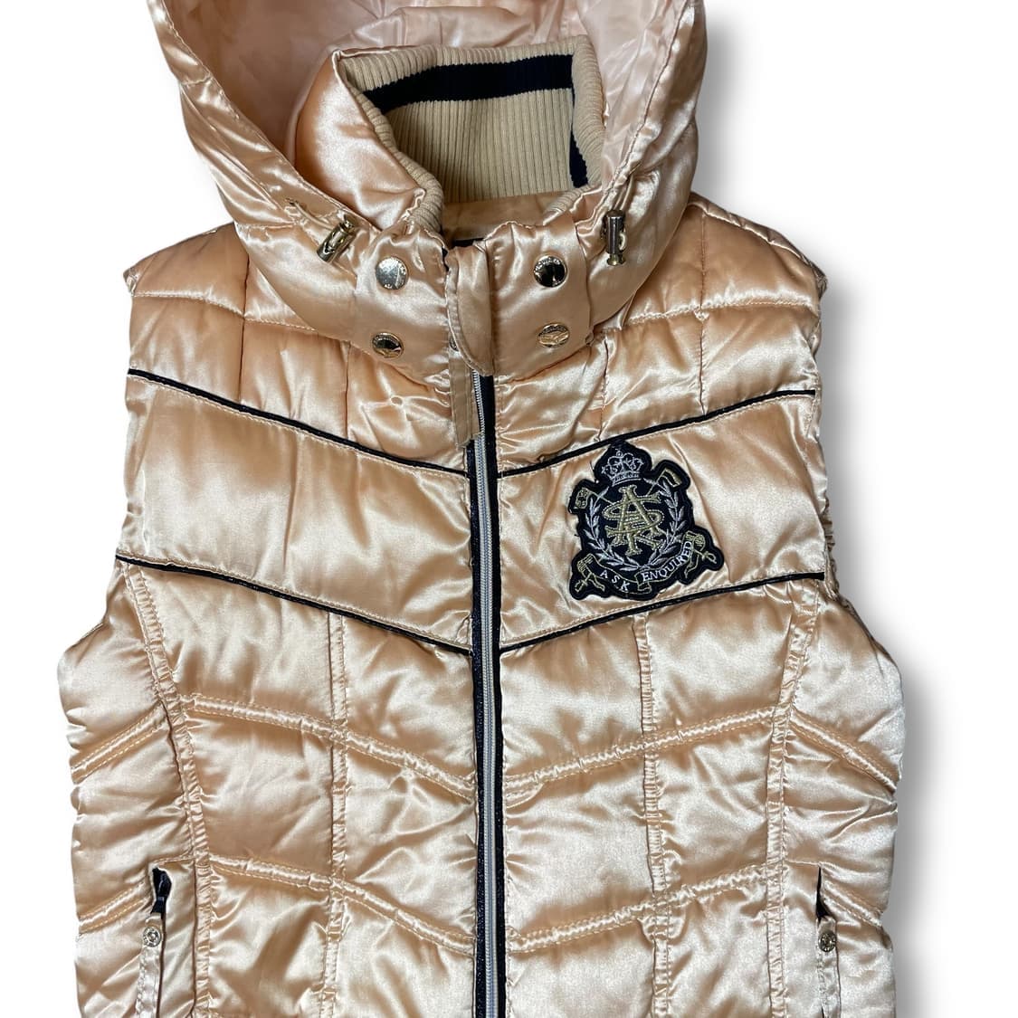 ASK 골드 y2k 패치 자수 후드 패딩조끼 S 상품이미지3