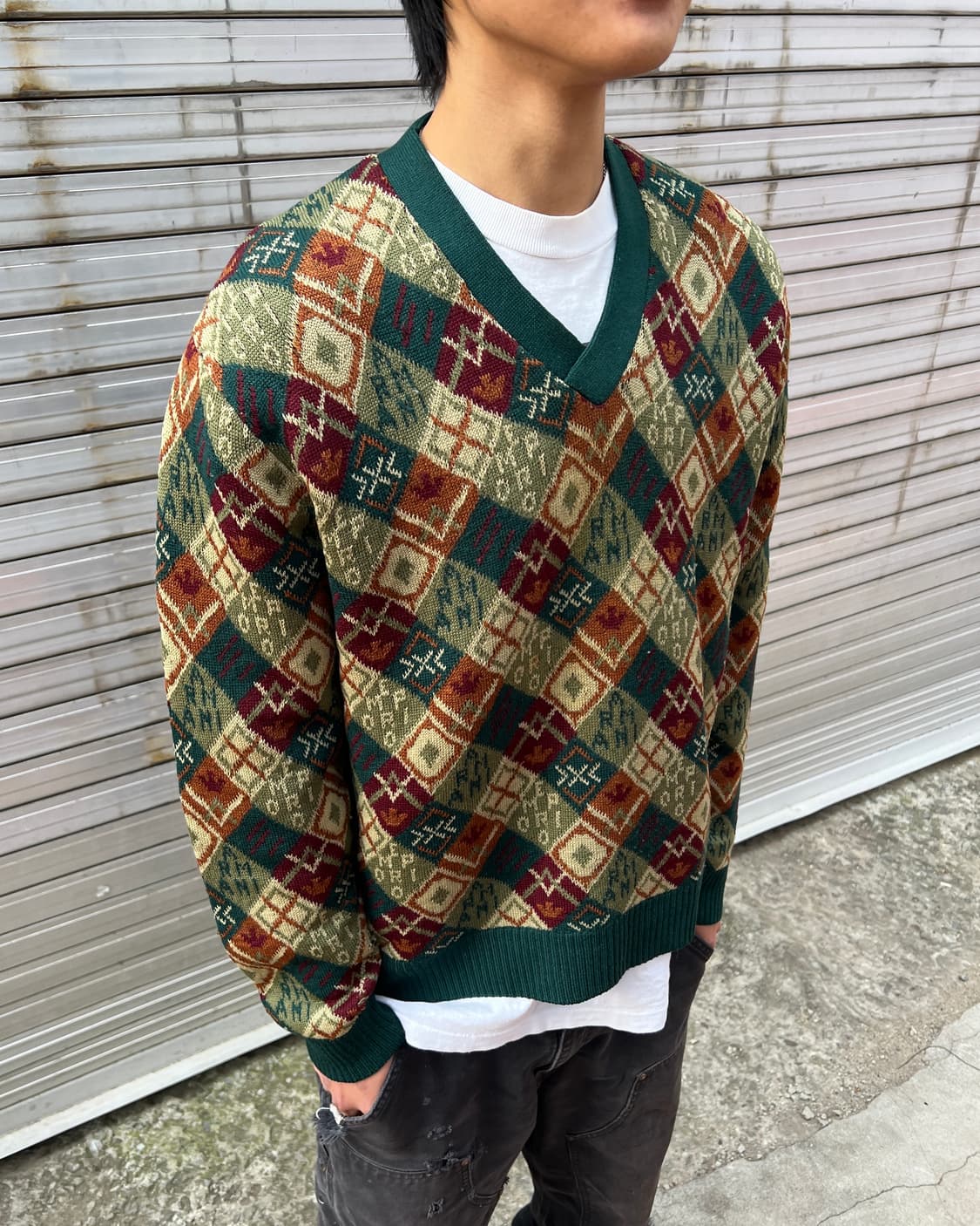 [L] 80s 엠포리오 아르마니 패턴 스웨터 상품이미지1