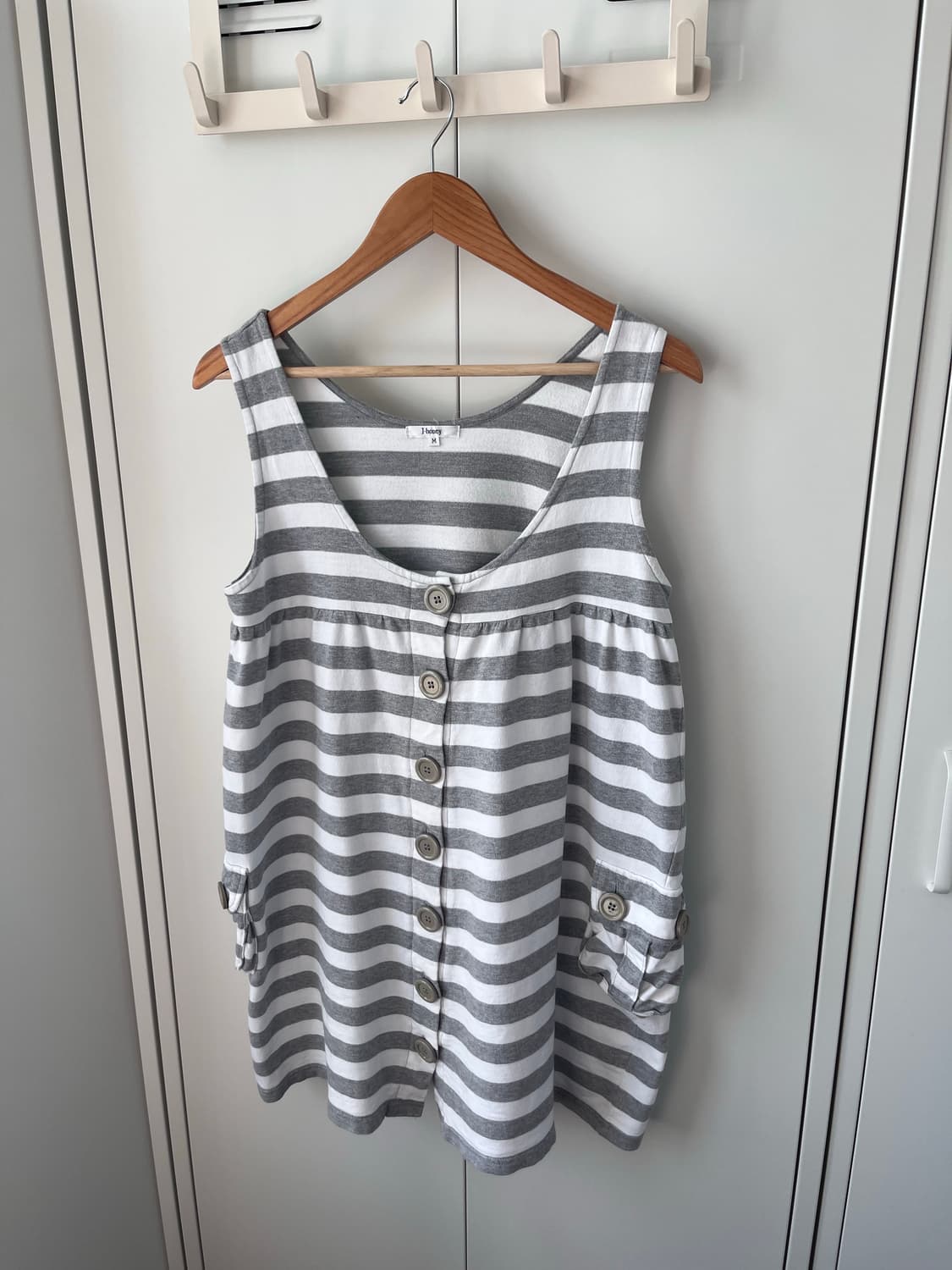 J-honey 단추 스트라이프 핀턱 나시 원피스 상품이미지9