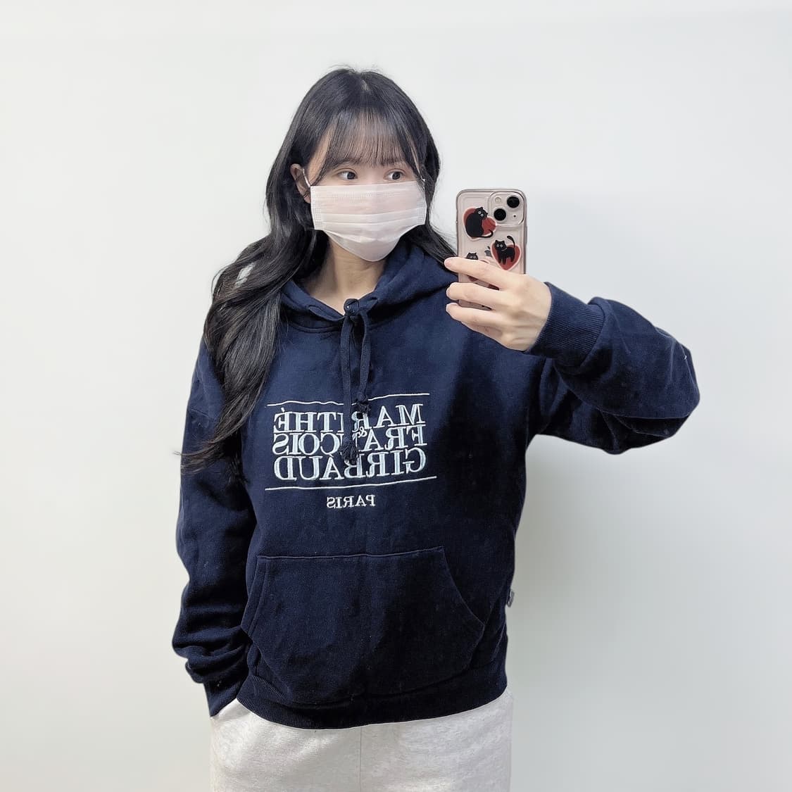 마리떼프랑소와저버 스펠 로고 후드티 네이비 상품이미지1