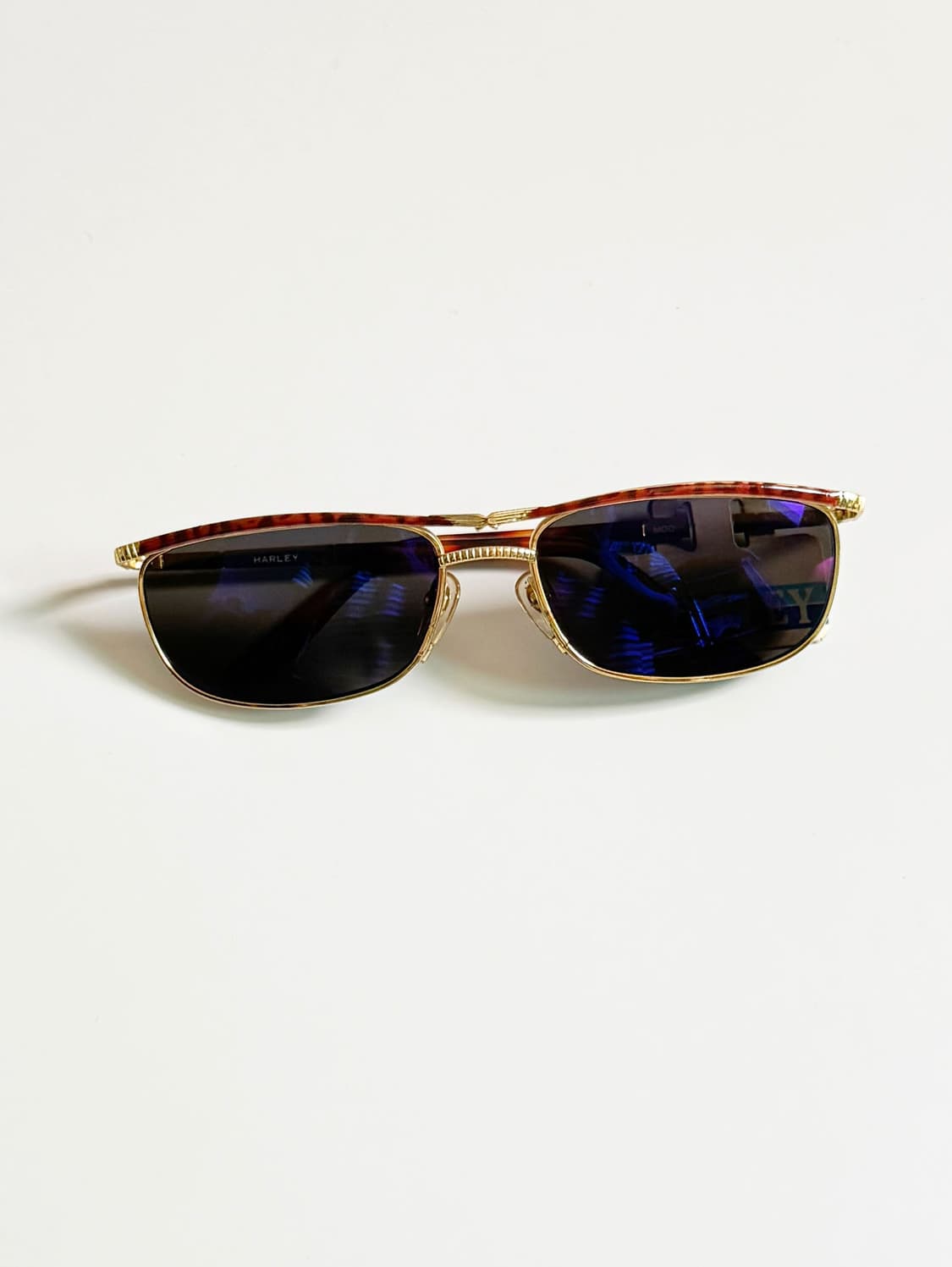 90s HARLEY 골드 슬림 보잉 스퀘어 빈티지 선글라스 상품이미지1