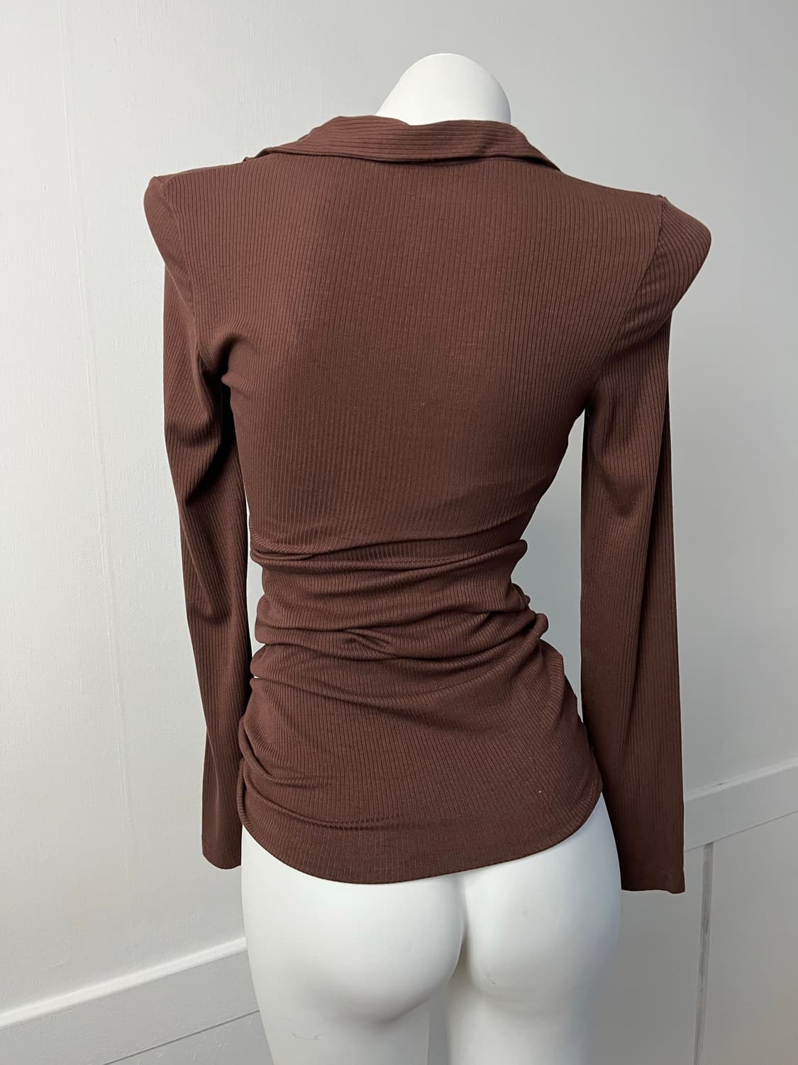 Shein 브라운 셔링 긴팔티 상품이미지3