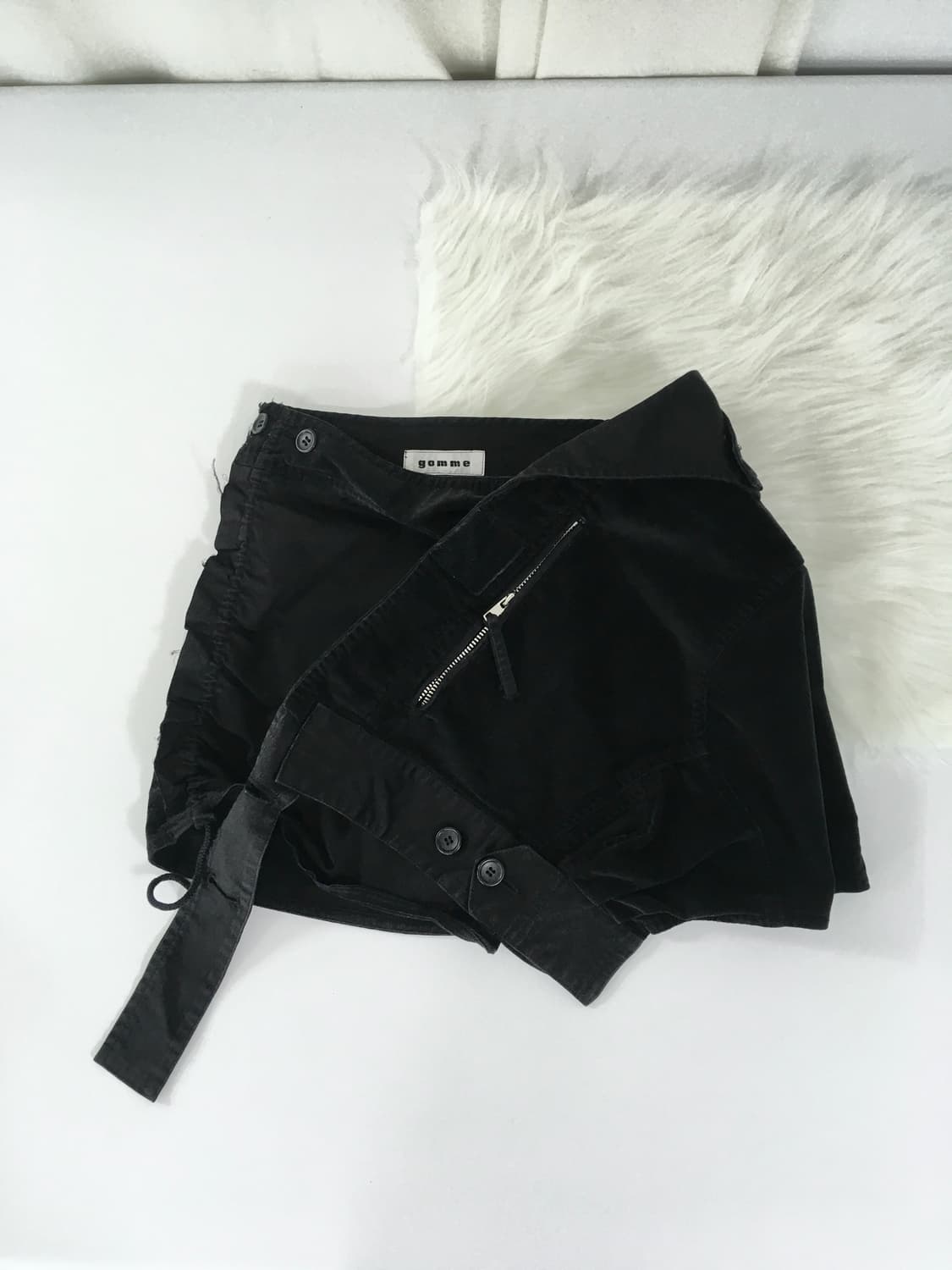 고무 프릴 패치 랩 스커트 상품이미지1