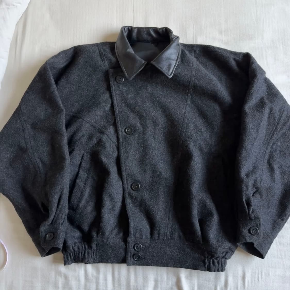 Vintage] 일본제 울 멜톤 박시 숏 자켓 상품이미지1