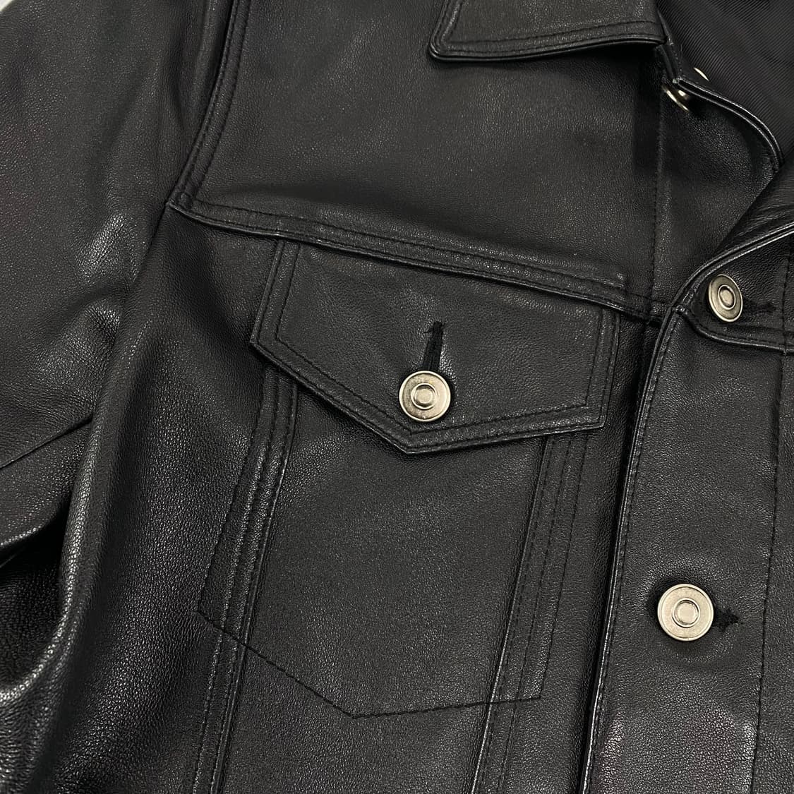 도프제이슨 양가죽 블랙 레더 트러커 자켓 (95) 상품이미지3