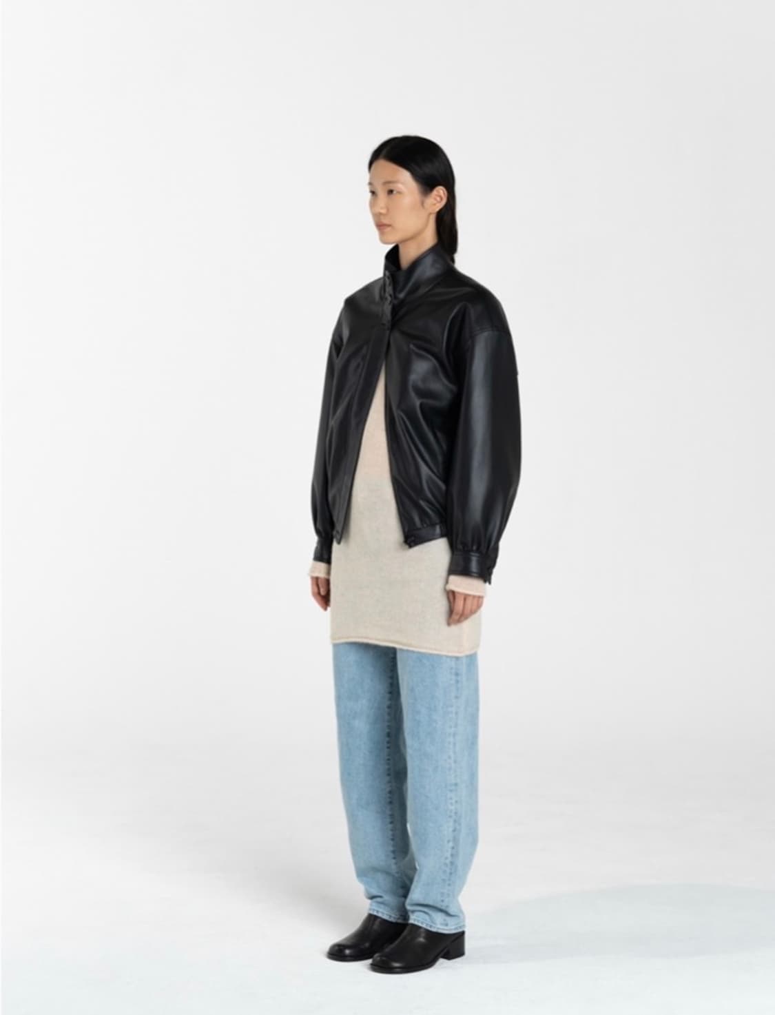 21FW 아모멘토 비건 레더 블루종 자켓 블랙 상품이미지7