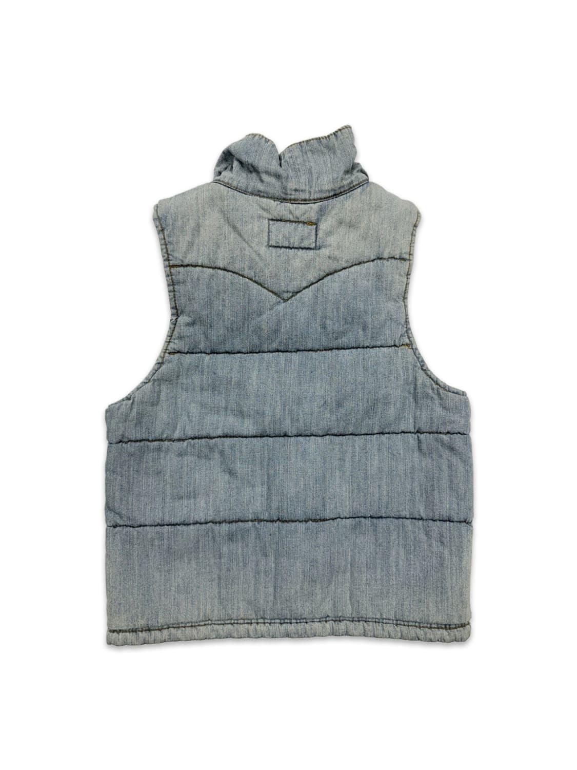 빈티지 데님 하이넥 패딩 베스트 상품이미지5