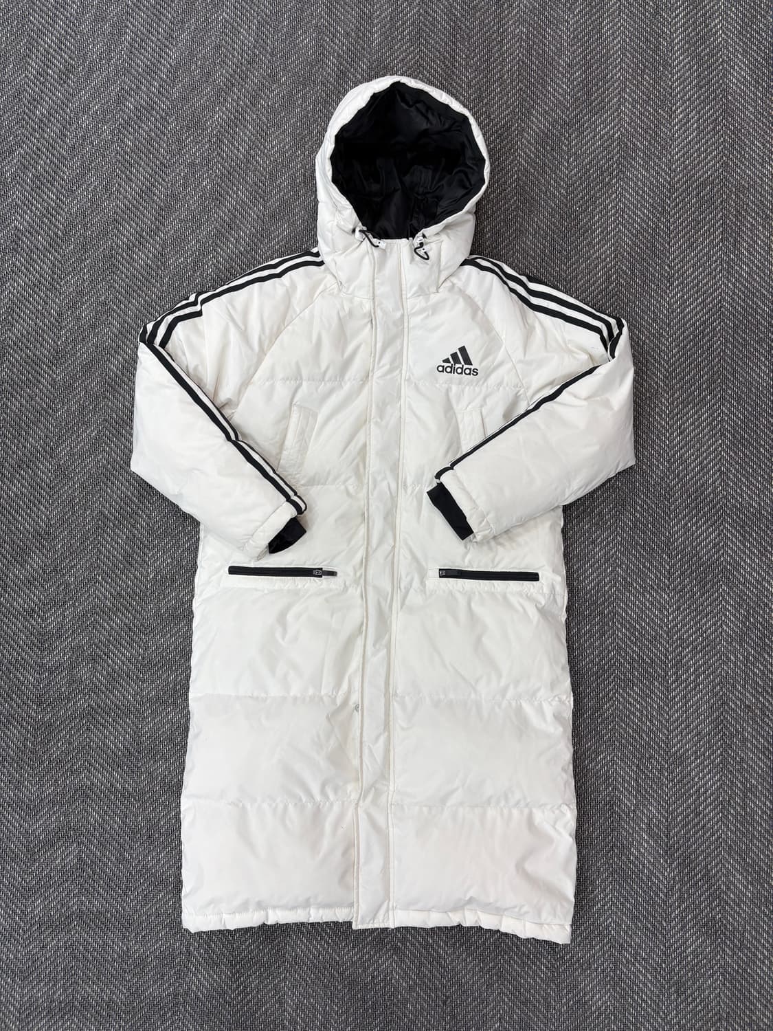 아디다스 삼선 롱패딩 화이트 상품이미지1
