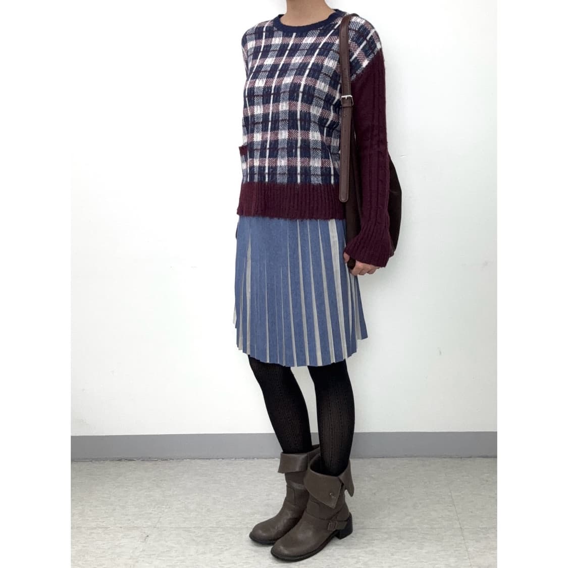 빈티지 블루 플리츠 스커트 상품이미지2