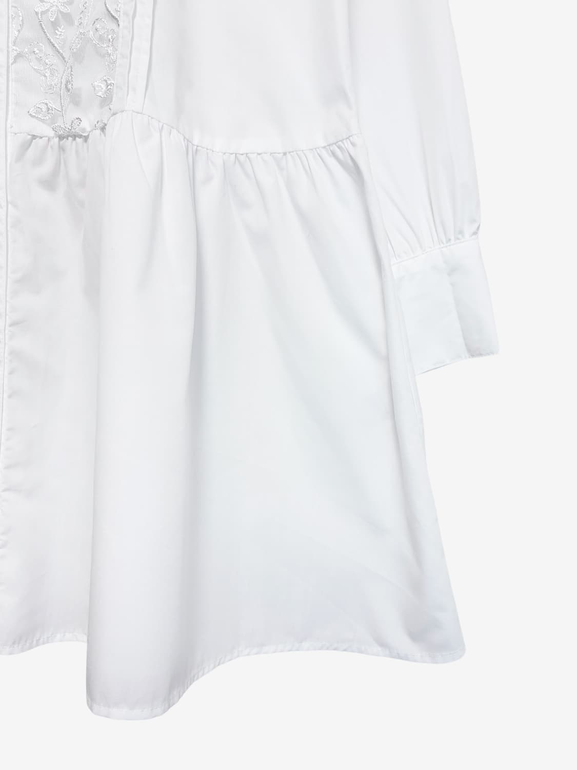 Floral Lace Shirring Shirt - White 상품이미지6