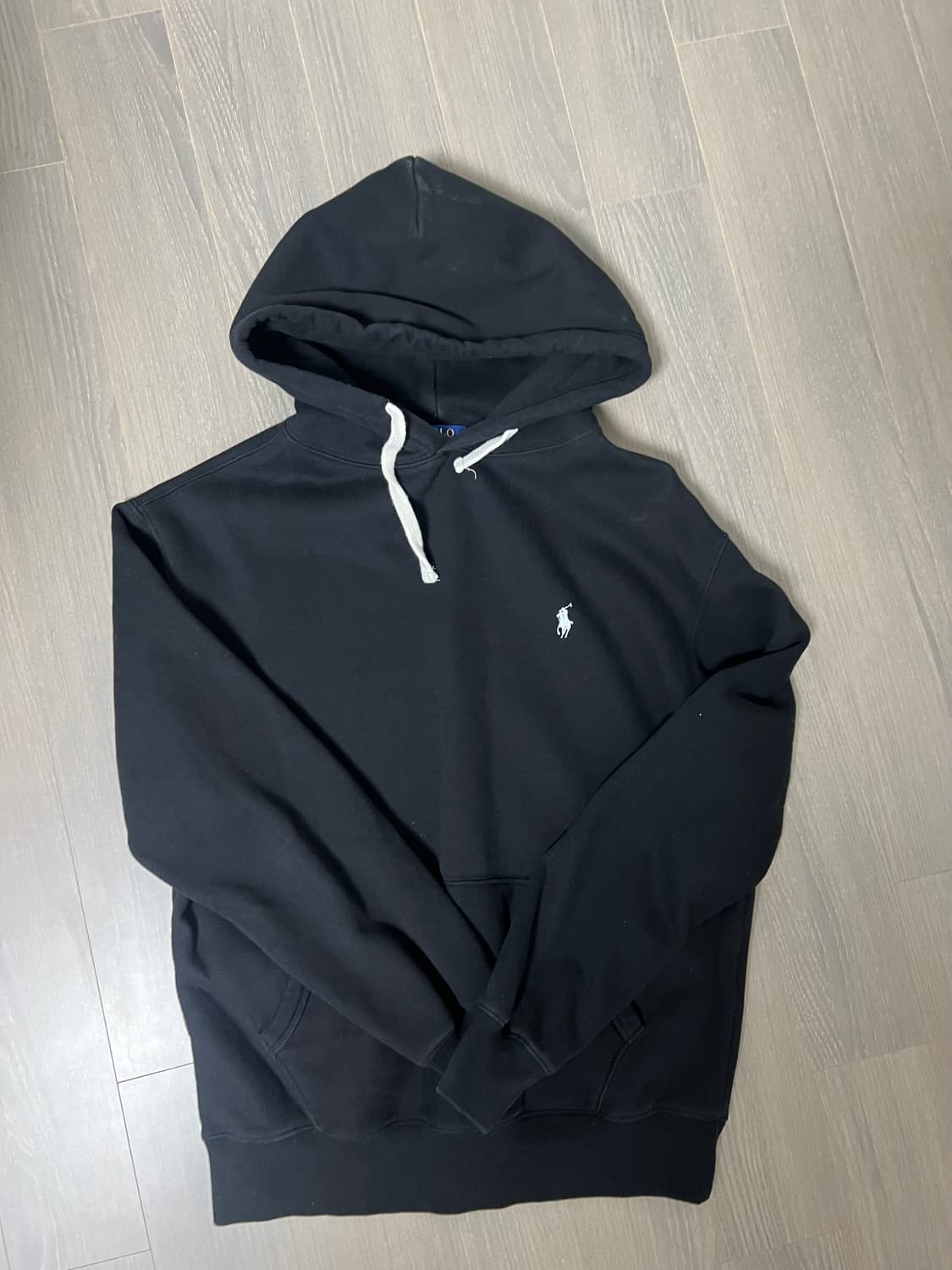 폴로 블랙 기모 후드티 상품이미지1