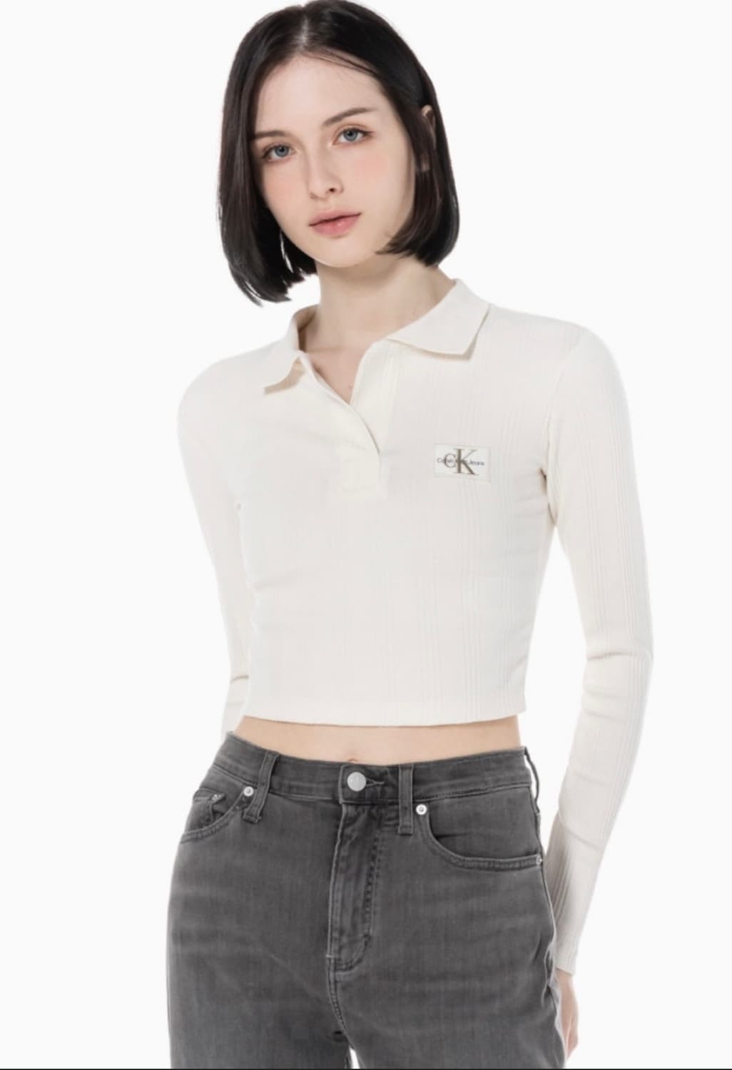 CKJ 캘빈클라인 진 폴로 카라 뱃지로고 긴팔 티셔츠 상품이미지3