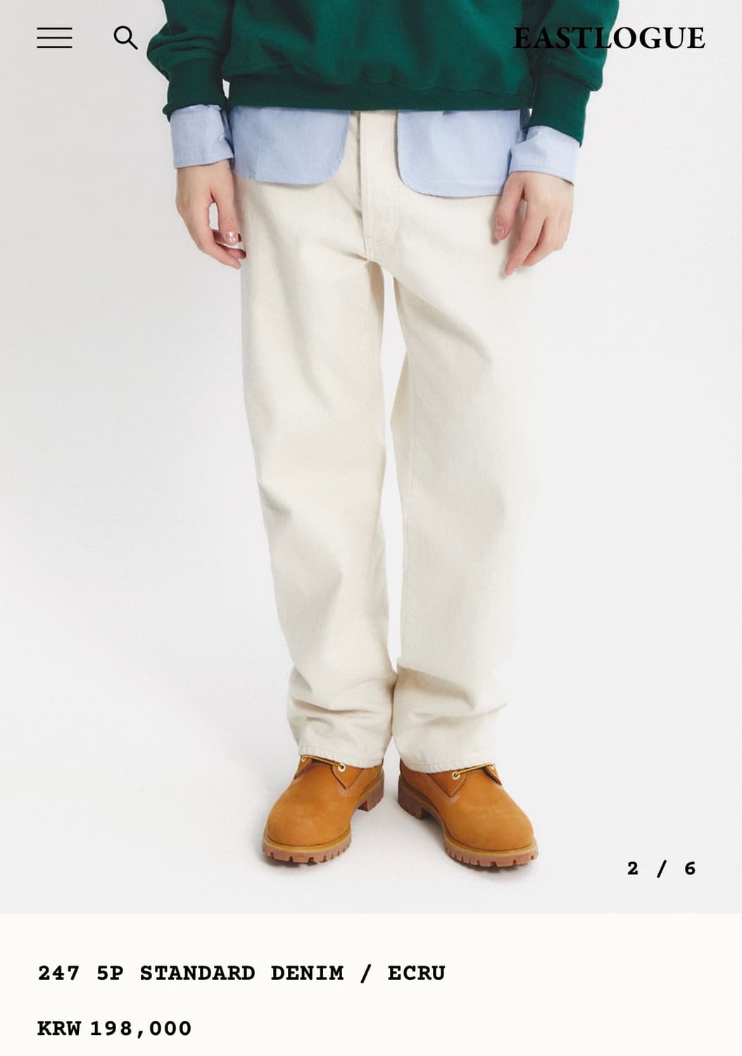 [XL] 이스트로그퍼머넌트 247 5P 스탠다드 데님 에크루 상품이미지4