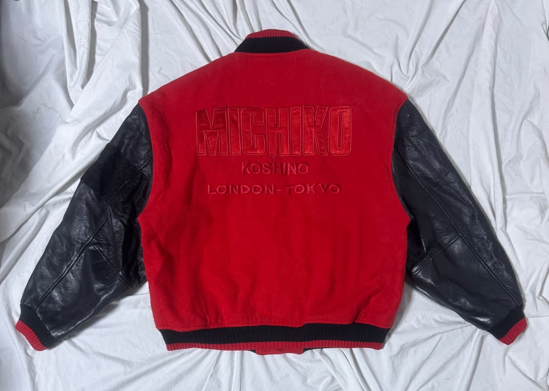 미치코 코시노 울 레더 바시티 자켓 상품이미지1