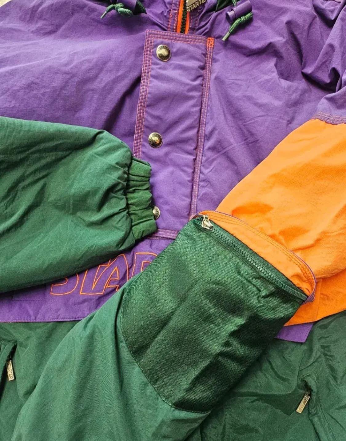 스타터 바람막이 아노락 반집업 후드 자켓 올드스쿨  M 상품이미지5