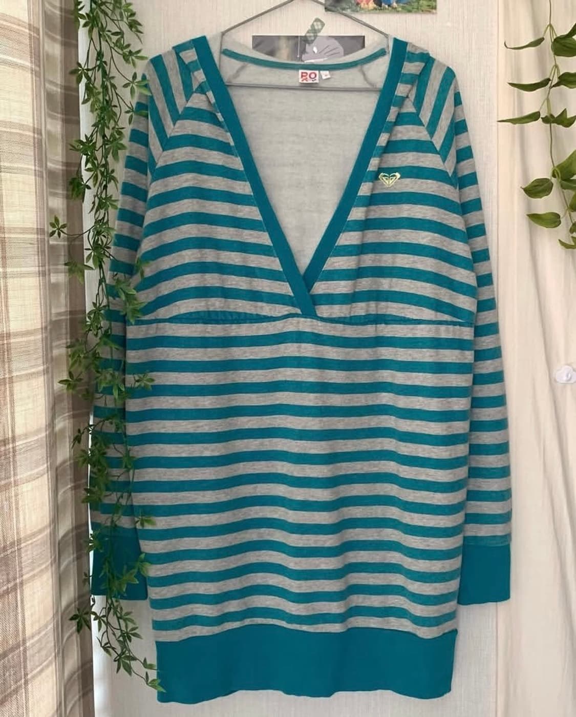 하구미 기모 스트라이프 후드 원피스 상품이미지4