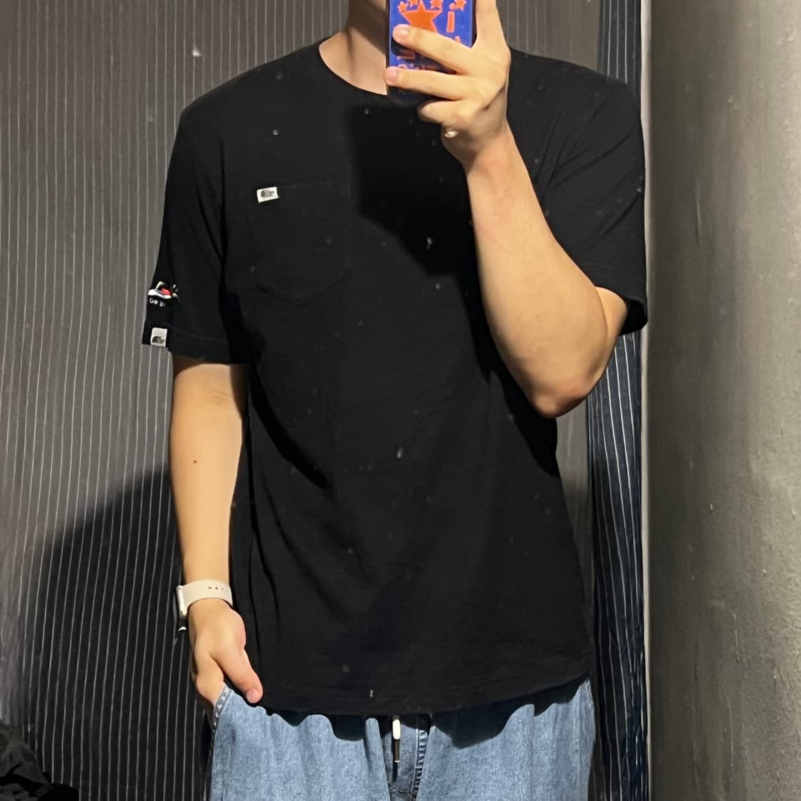 노스페이스 화이트라벨 블랙 로고패치 딜라노 델라노 레귤러핏 반팔 티셔츠  상품이미지1
