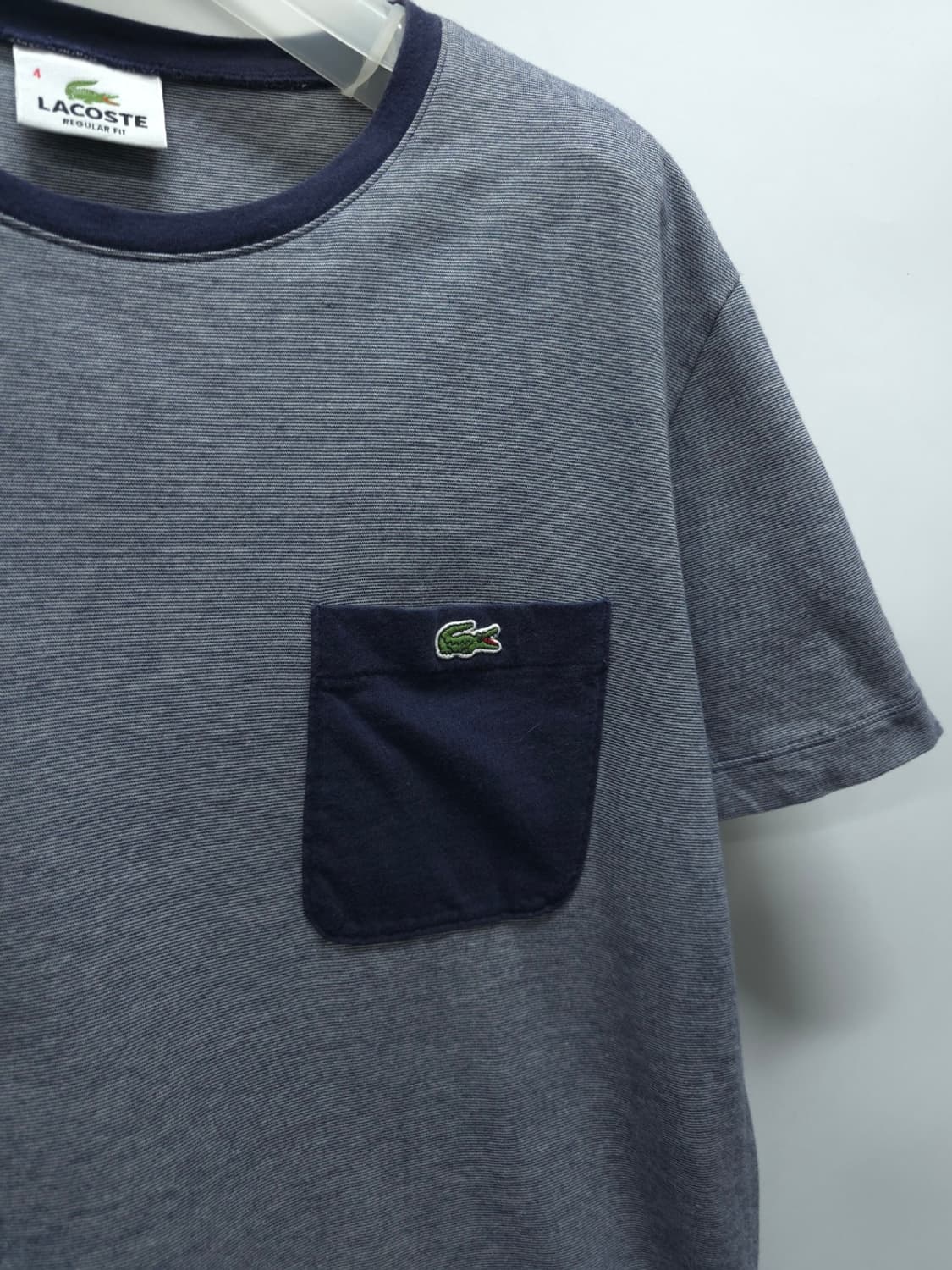 라코스테 남성 네이비 스트라이프 포켓 반팔 티셔츠(95) 상품이미지5