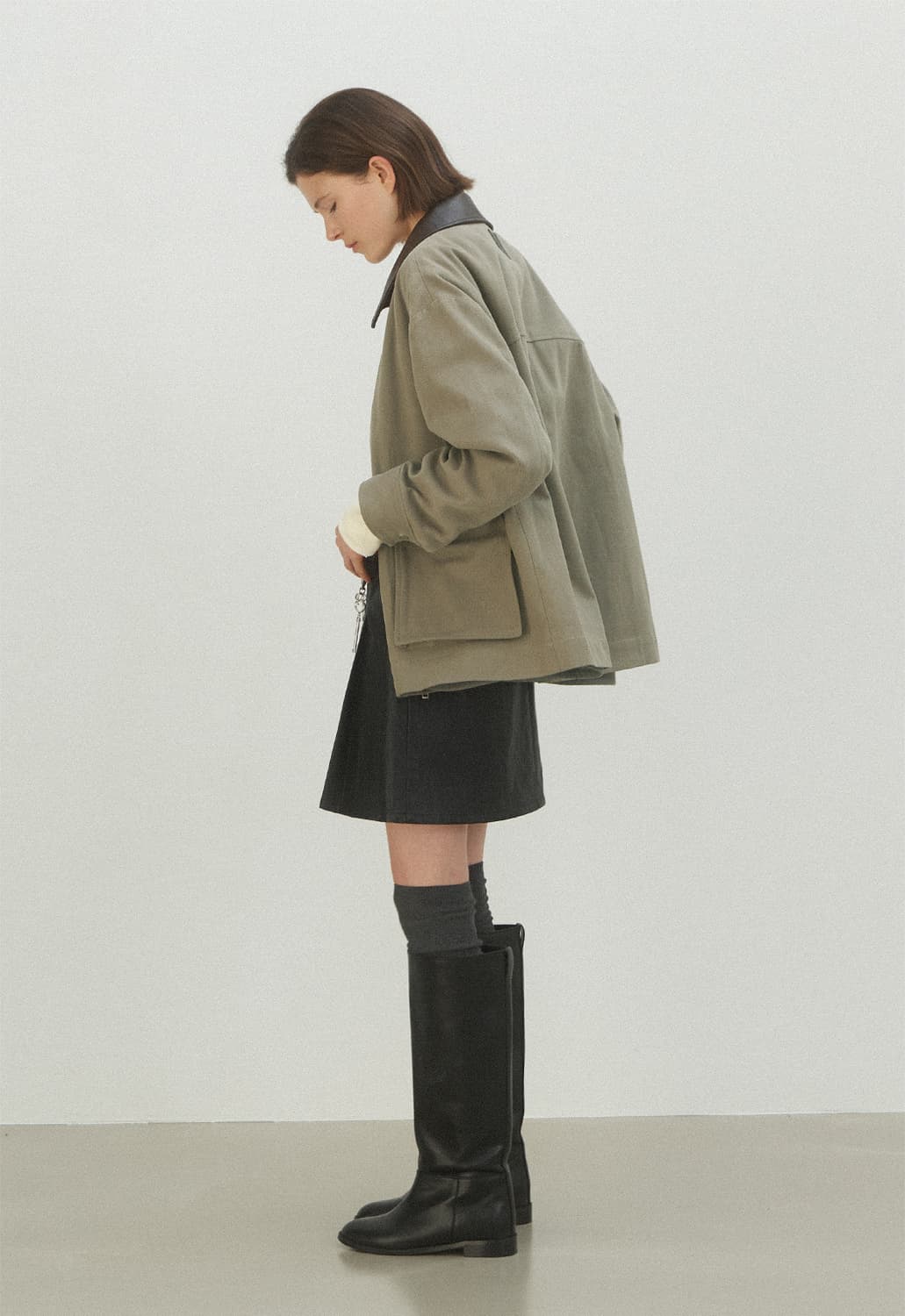 (F) 아틀리에나인  LEATHER COLLAR WORK JACKET 상품이미지5