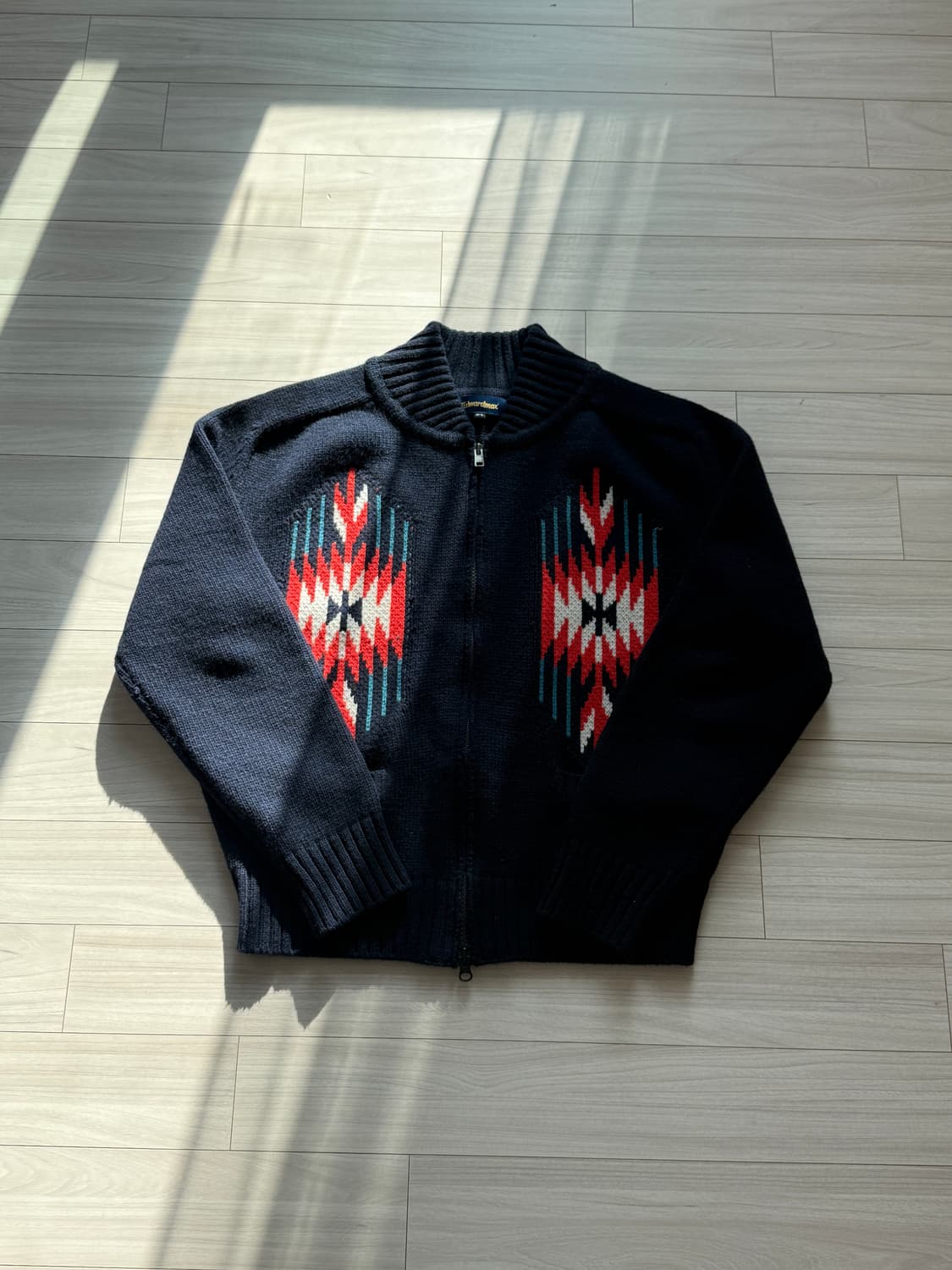 [M-L] 에드워드 맥스 나바호 패턴 울 니트 집업 가디건 3게이지 상품이미지1