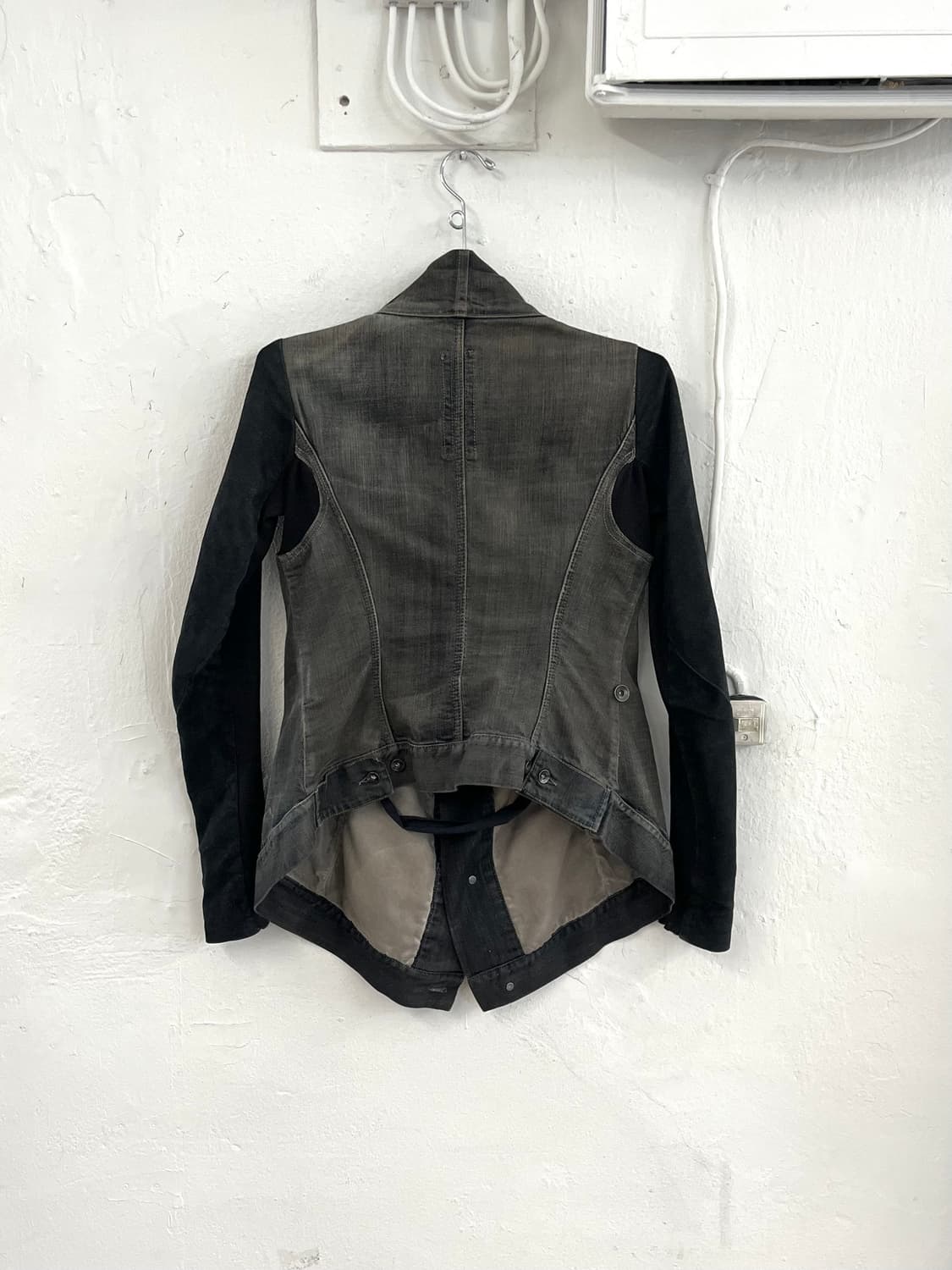 릭오웬스 2011 데님 레더 하이넥 드레이프 자켓 상품이미지9