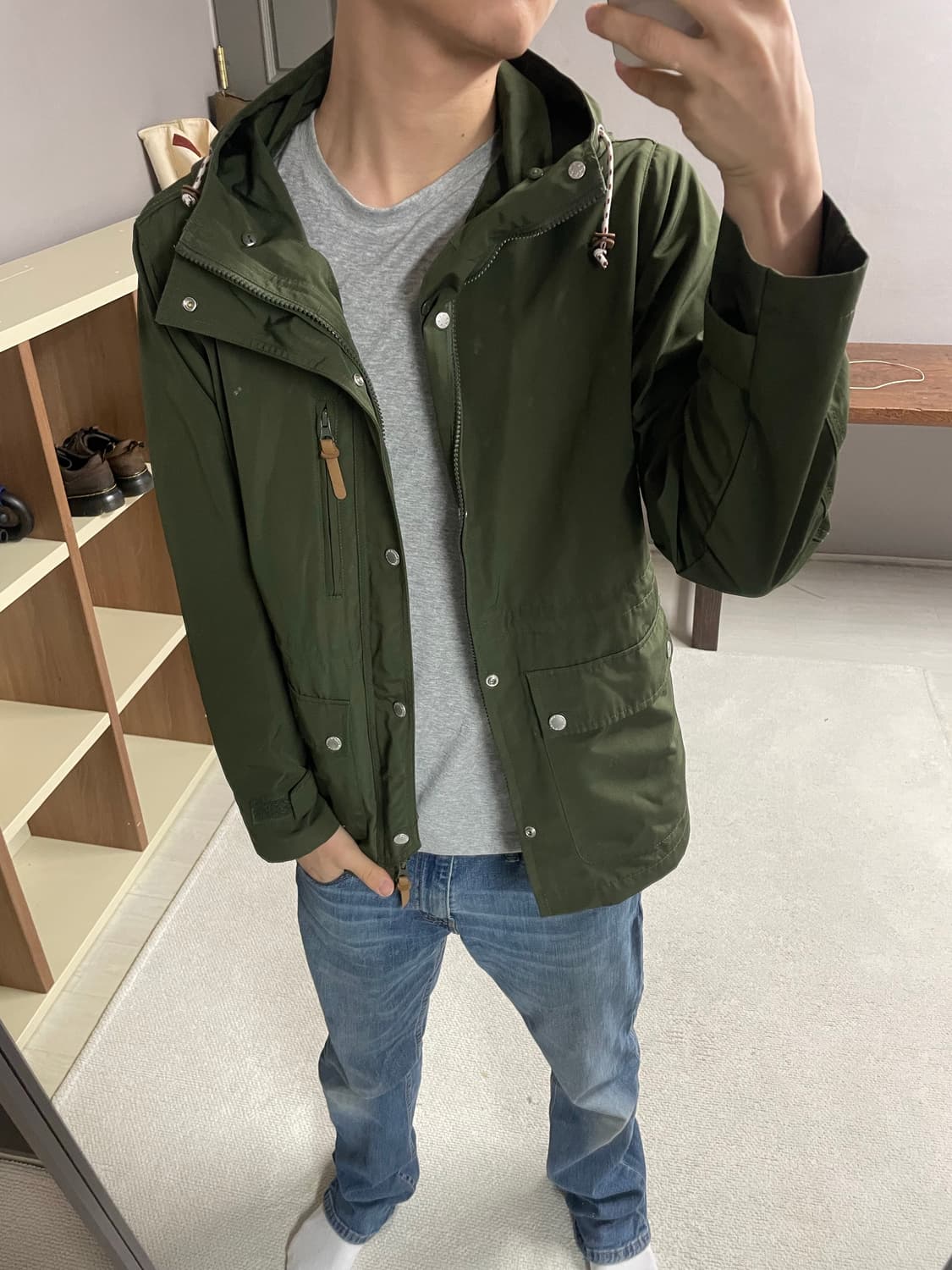 M) jpn 베이직 윈드브레이커 올리브 상품이미지1