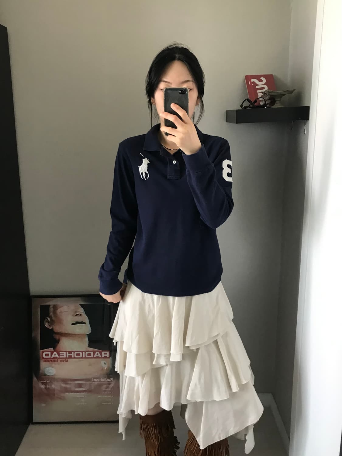 폴로 랄프로렌 빅포니 로고 네이비 긴팔 카라티 상품이미지3