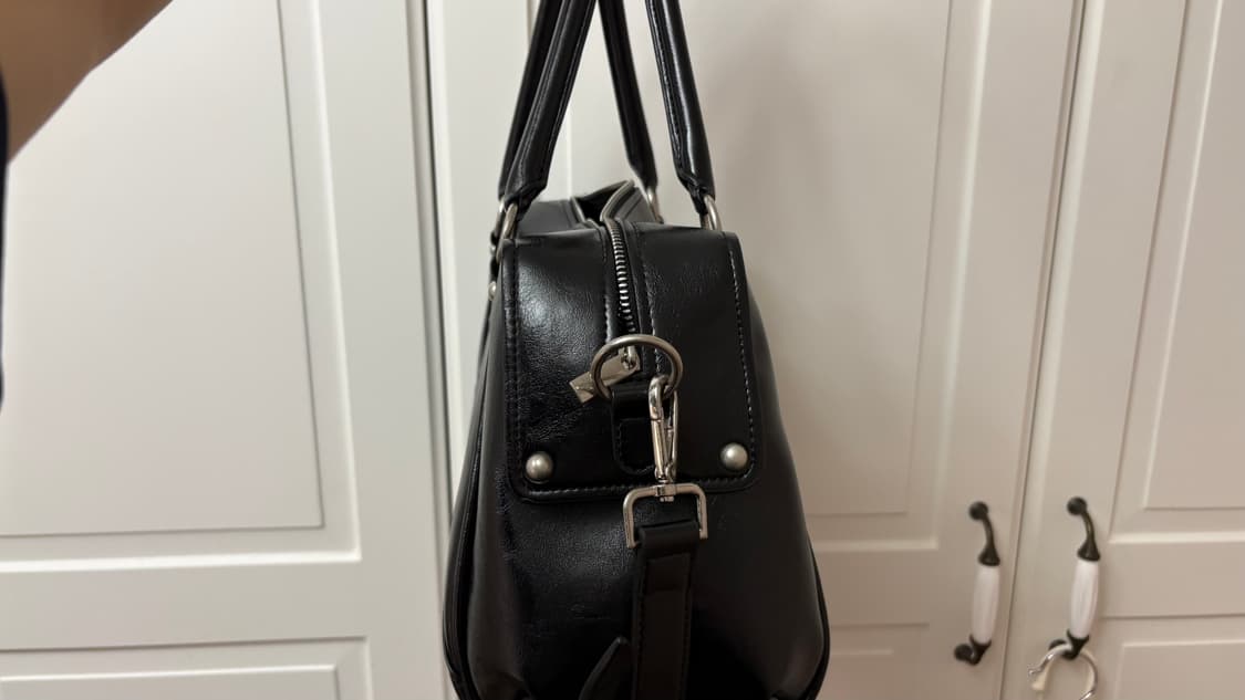 썬번프로젝트 Faux Leather M.O.S Bag, BLACK 상품이미지5