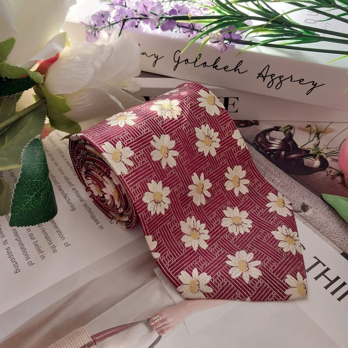 소니아 리키엘 실크 플라워 자카드 넥타이 9.5cm A+등급 K1366
 상품이미지2