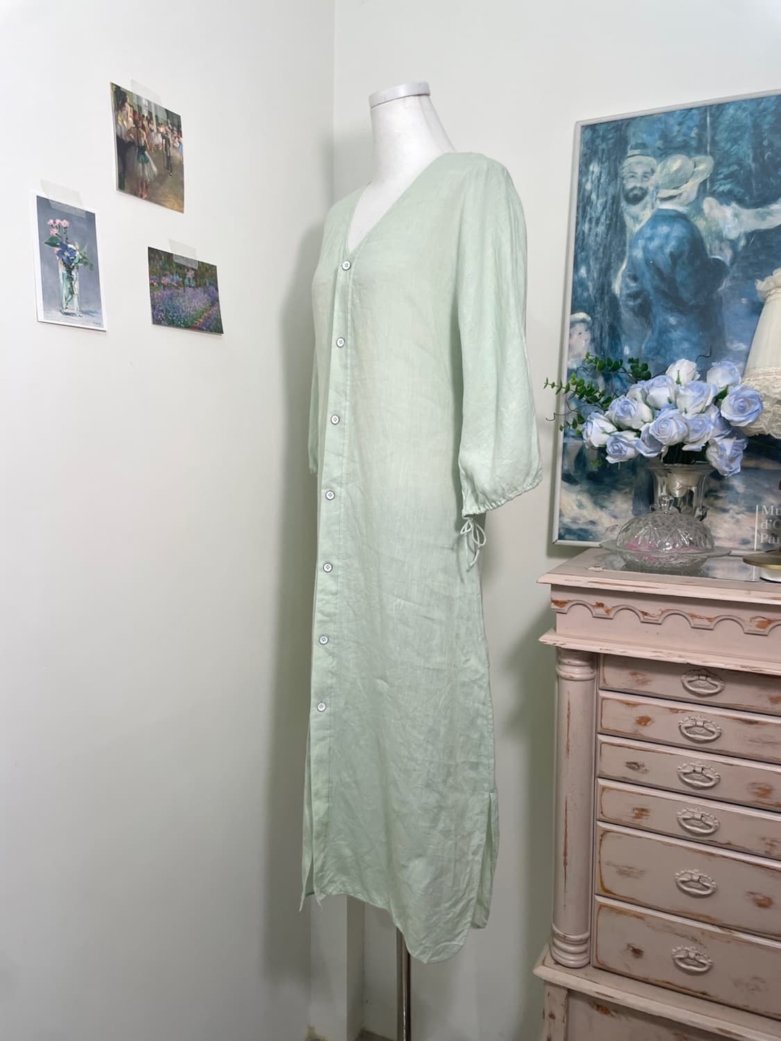 mint melange v-neck 100%linen summer opc 상품이미지2