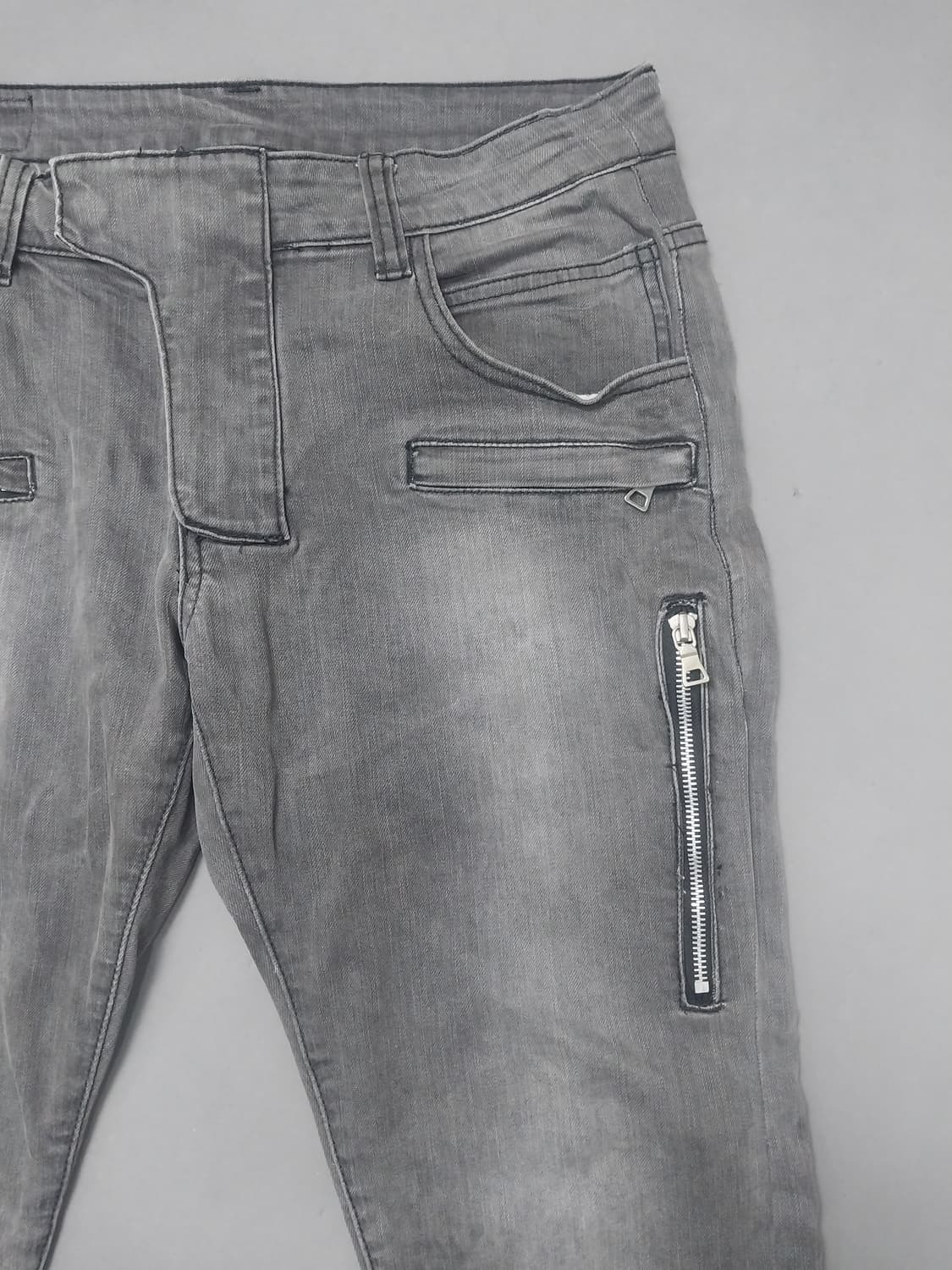 [32] 발망 그레이워싱 지퍼디자인 테이퍼드진 청바지 상품이미지4