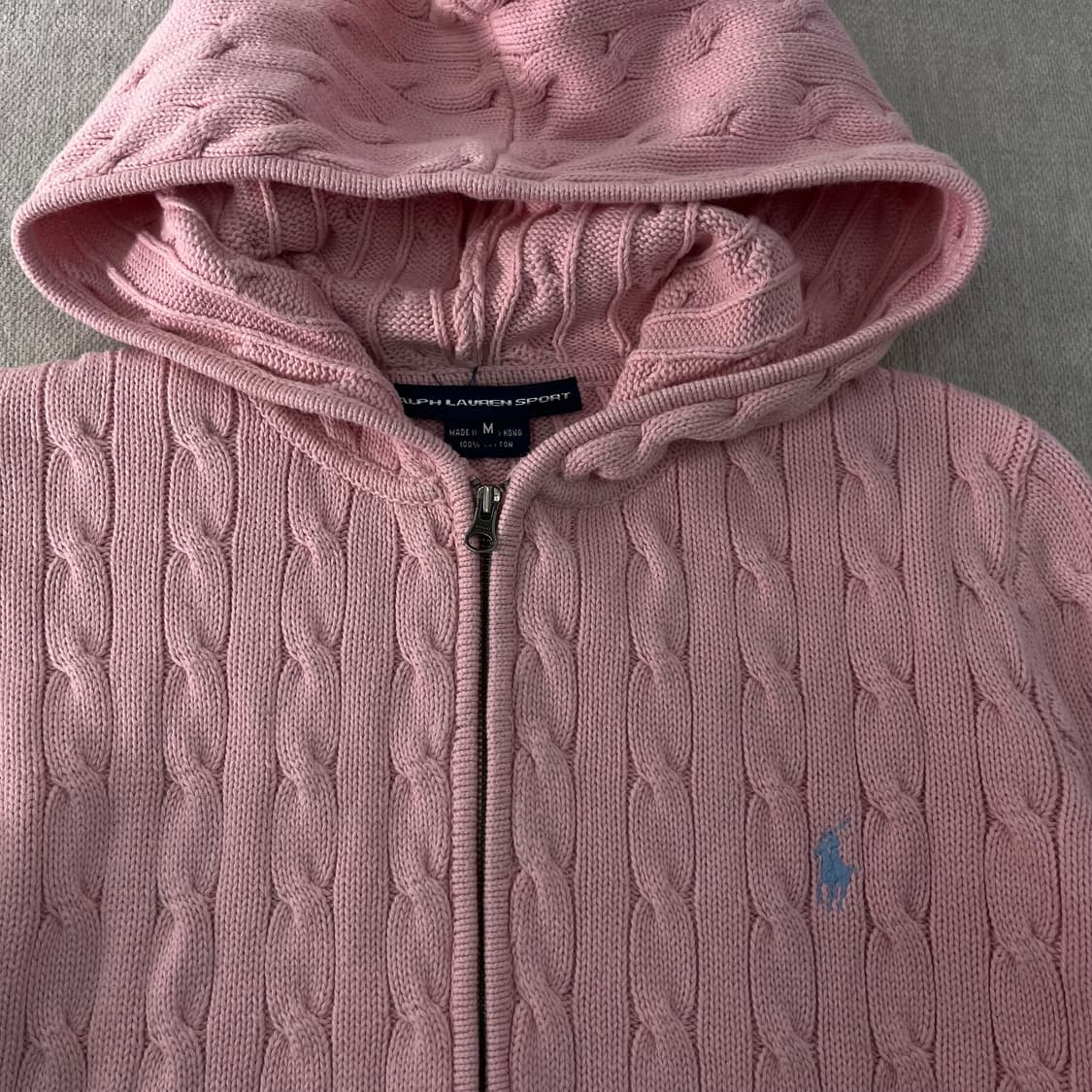 W95 폴로랄프로렌 꽈배기 핑크 후드집업 상품이미지2