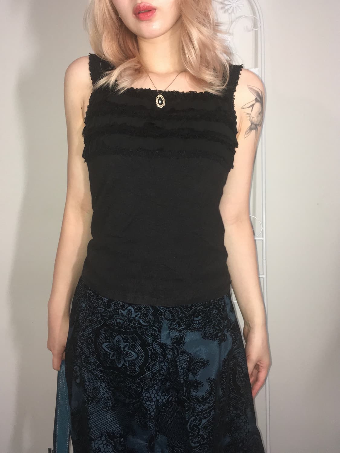 jpn vintage black frill cancan sleeveles 상품이미지3