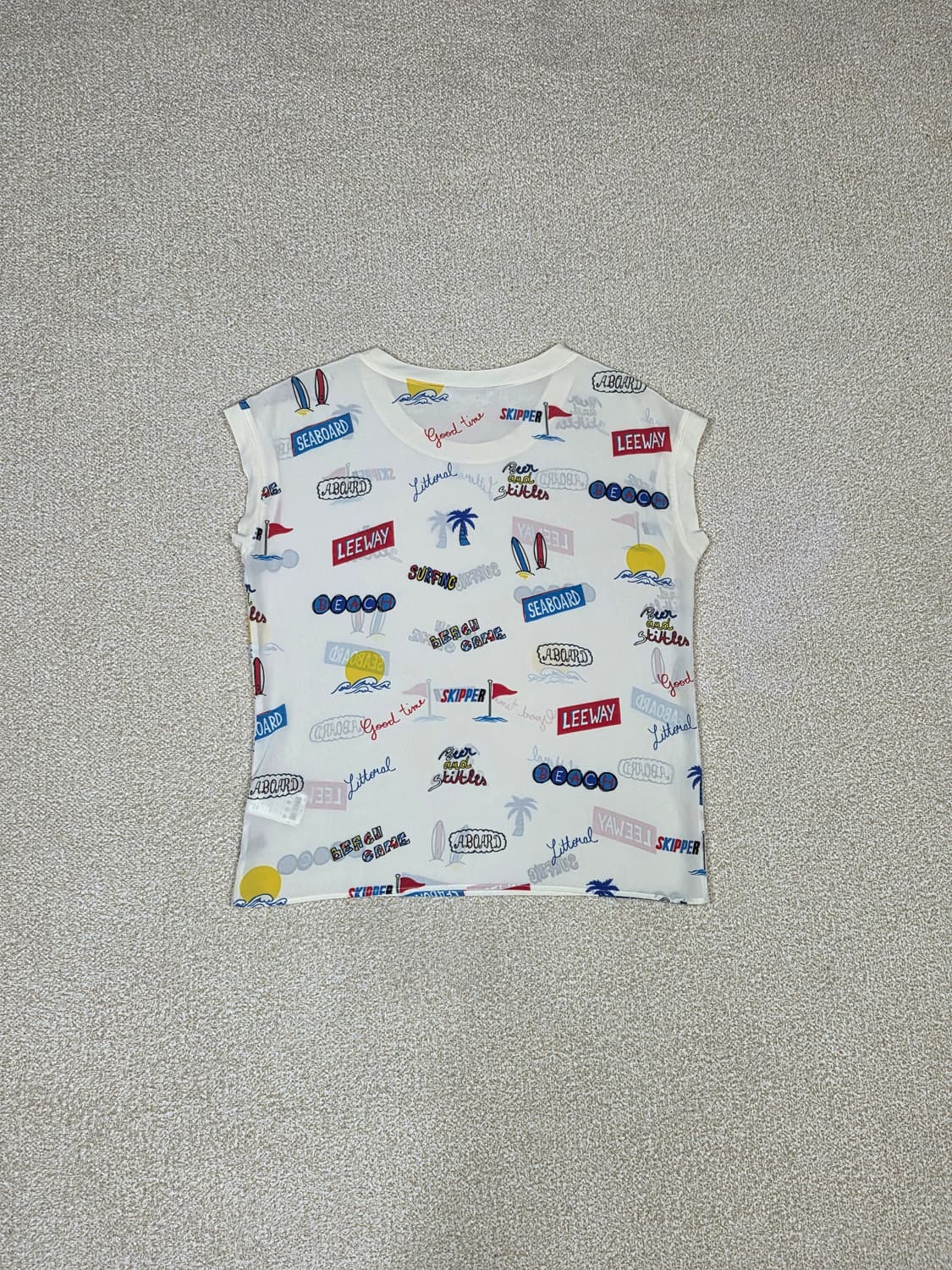 [산드로] 비치 프린트 실크 슬리브리스 블라우스 | S00042 상품이미지7