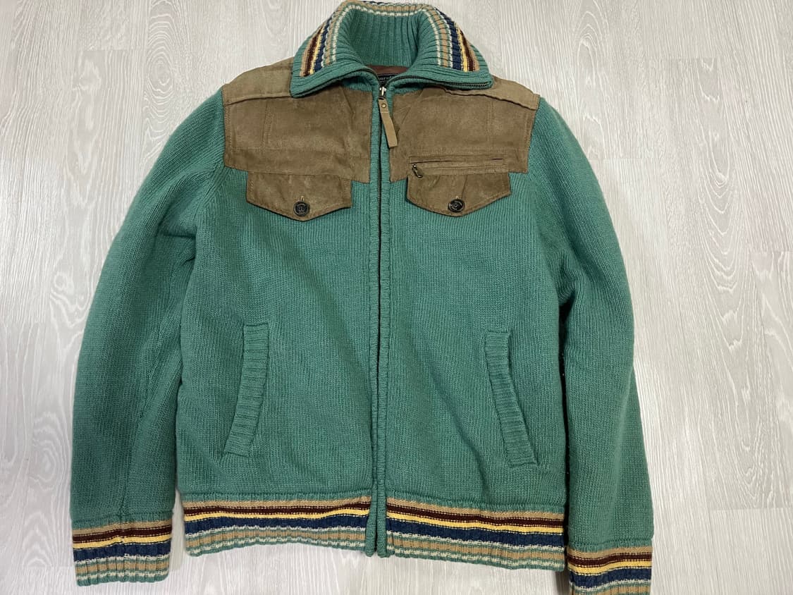 써스데이아일랜드 콤비 니트집업 M 상품이미지1