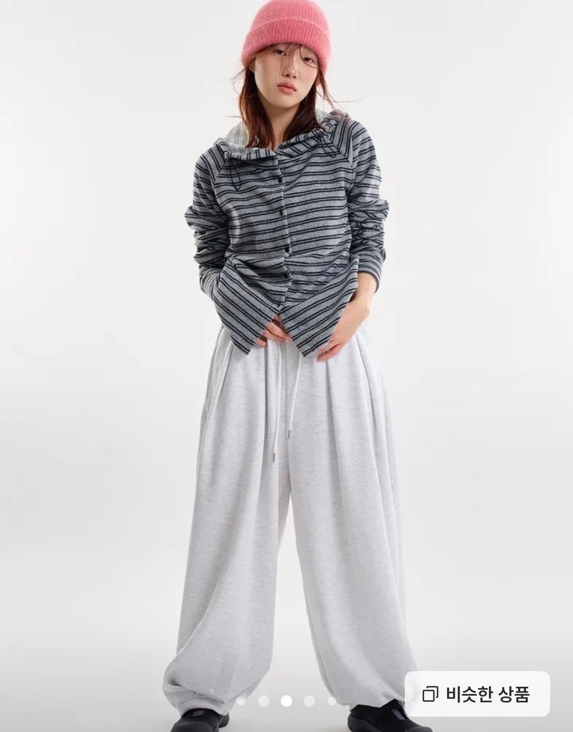 라우코하우스 바니 스트라이프 버튼 후디 니트 상품이미지2