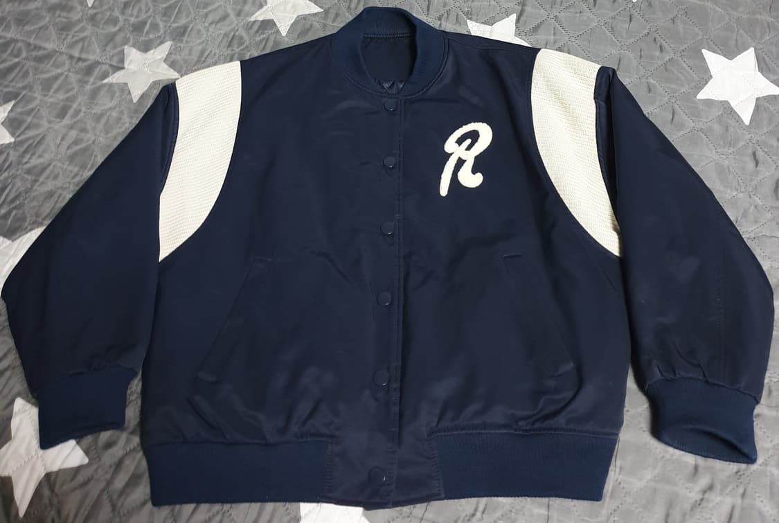 레인보우클래식 빈티지 레터링 패치 자수 봄버자켓 네이비 (F) 상품이미지1