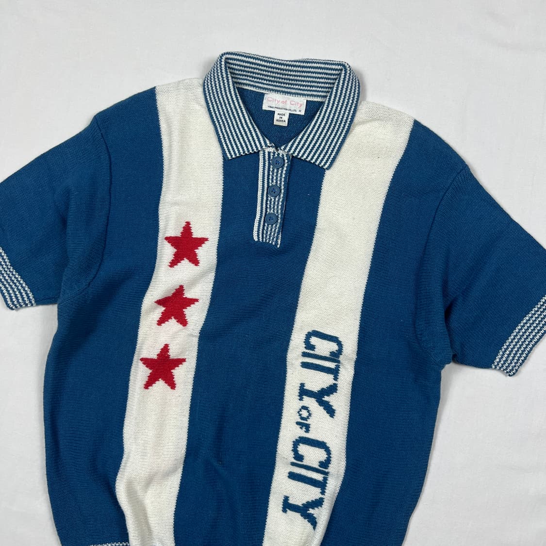 90‘s 빈티지 city of city 반팔 피케 니트 상품이미지3