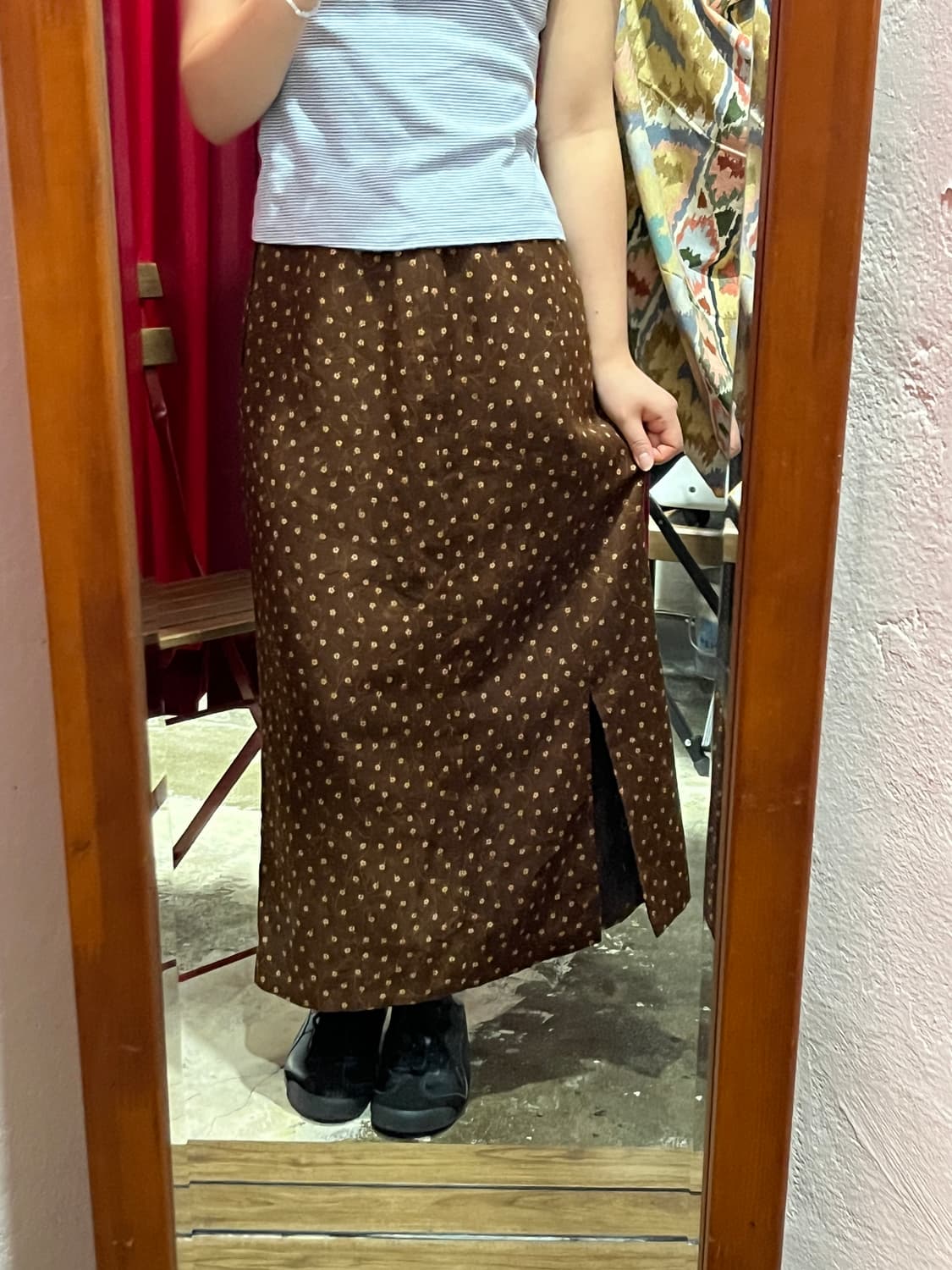 빈티지 브라운 잔꽃 스커트 상품이미지3